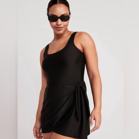 NWOT Old Navy Wrap-Front Swim Black dress Size 3X - Picture 4 of 9